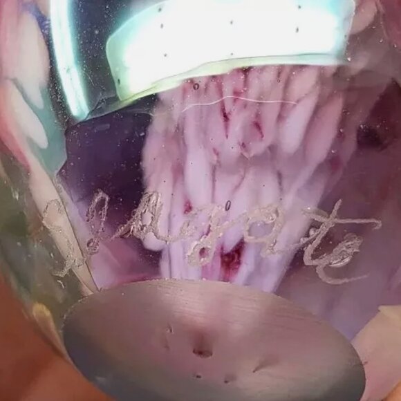 Iridescent Art Glass Egg 2.5" Paperweight Signed MSH 85 Seagate Mount St Helens - Picture 7 of 7